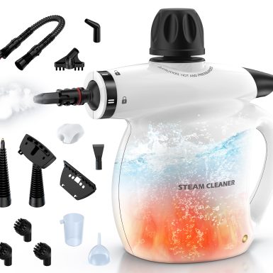 Steam Cleaner, Pressurized Handheld 13pcs Multi-Purpose Natural Deep Cleaning Steamer, Portable Steamer for Cleaning Home, Grout, Kitchen, Car, Window, Upholstery, Bathroom and Clothes, White