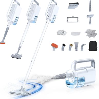 10-in-1 Steam Mop, Handheld Steam Cleaner & Steam Mops for Floor Cleaning 350ml Tank, 10s Heat-Up, 248°F Steam Cleaner for Home, 2-Level Control, Swivel Head for Floor, Carpet, Tiles, BBQ grill, Car