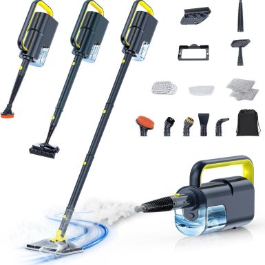10-in-1 Steam Mop, Detachable Handheld Steam Cleaner for Multi-Surface 350ml Tank,10s Heat-Up,248°F Steam Cleaner,2-Level Control,Swivel Head for Carpet,Floor,Tiles,BBQ grill,Car Accessories