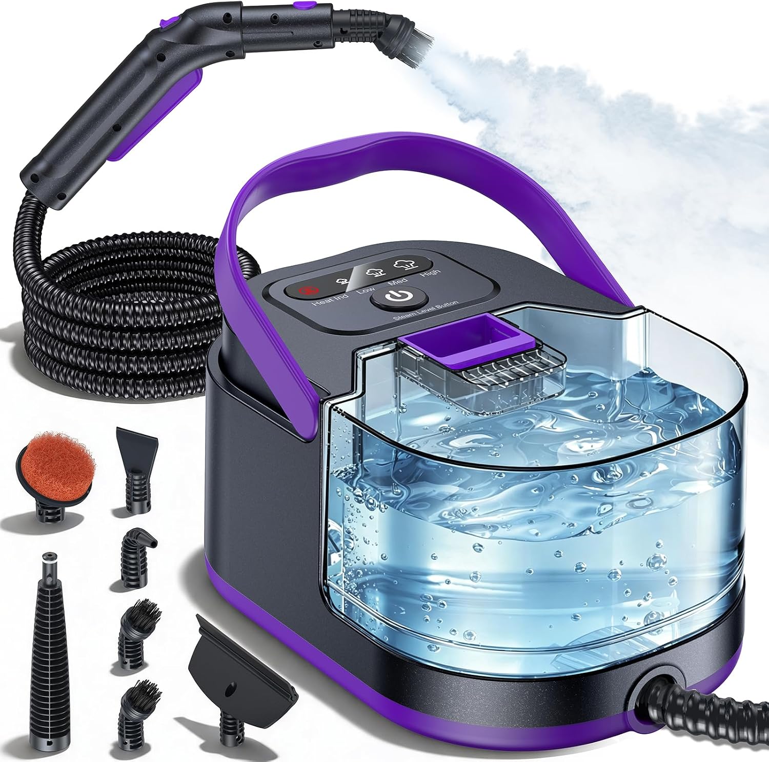 Steam Cleaner, 15s Fast Heat-Up Handheld Steam Cleaner for Home & Car Portable Steamer for Cleaning with 3 Steam Levels, 1500ml Tank, 248°F Deep Cleaning, Steam Cleaner for Car Accessories Covers